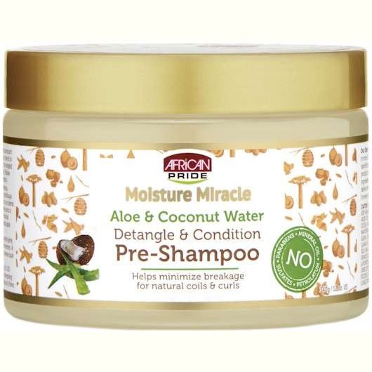 African Pride Moisture Miracle Detangle Condition Pre-Shampoo 12 Oz African Pride Moisture Miracle Pre-Shampoo 12 oz detangling treatment