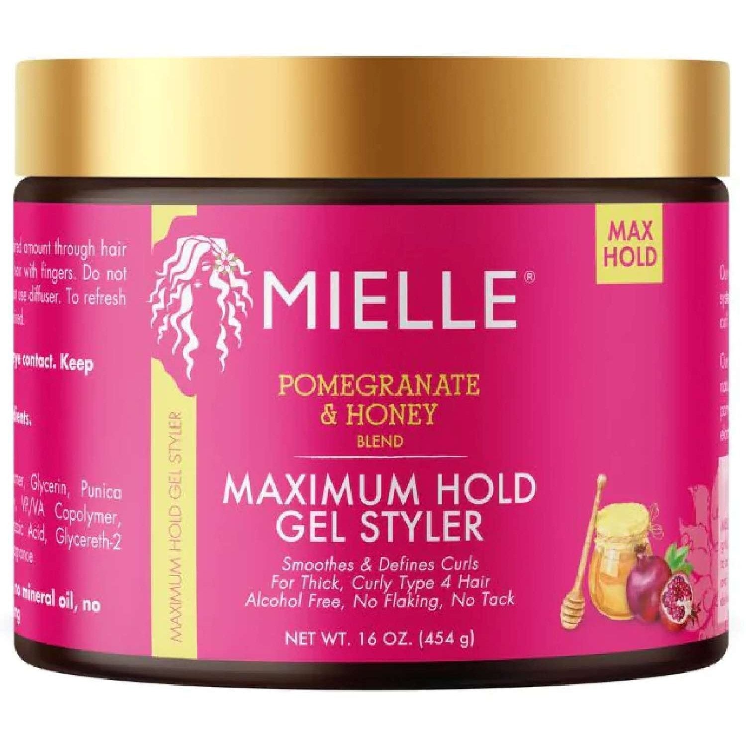 Mielle Pomegranate Honey Maximum Hold Gel Styler 16.0 Oz Mielle Pomegranate and Honey Maximum Hold Gel Styler 16 oz for curls and coils