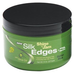 Ampro Shine 'N Jam Silk Edges W/Olive Oil 8 oz. Ampro Shine N Jam Silk Edges with Olive Oil 8 oz edge control gel