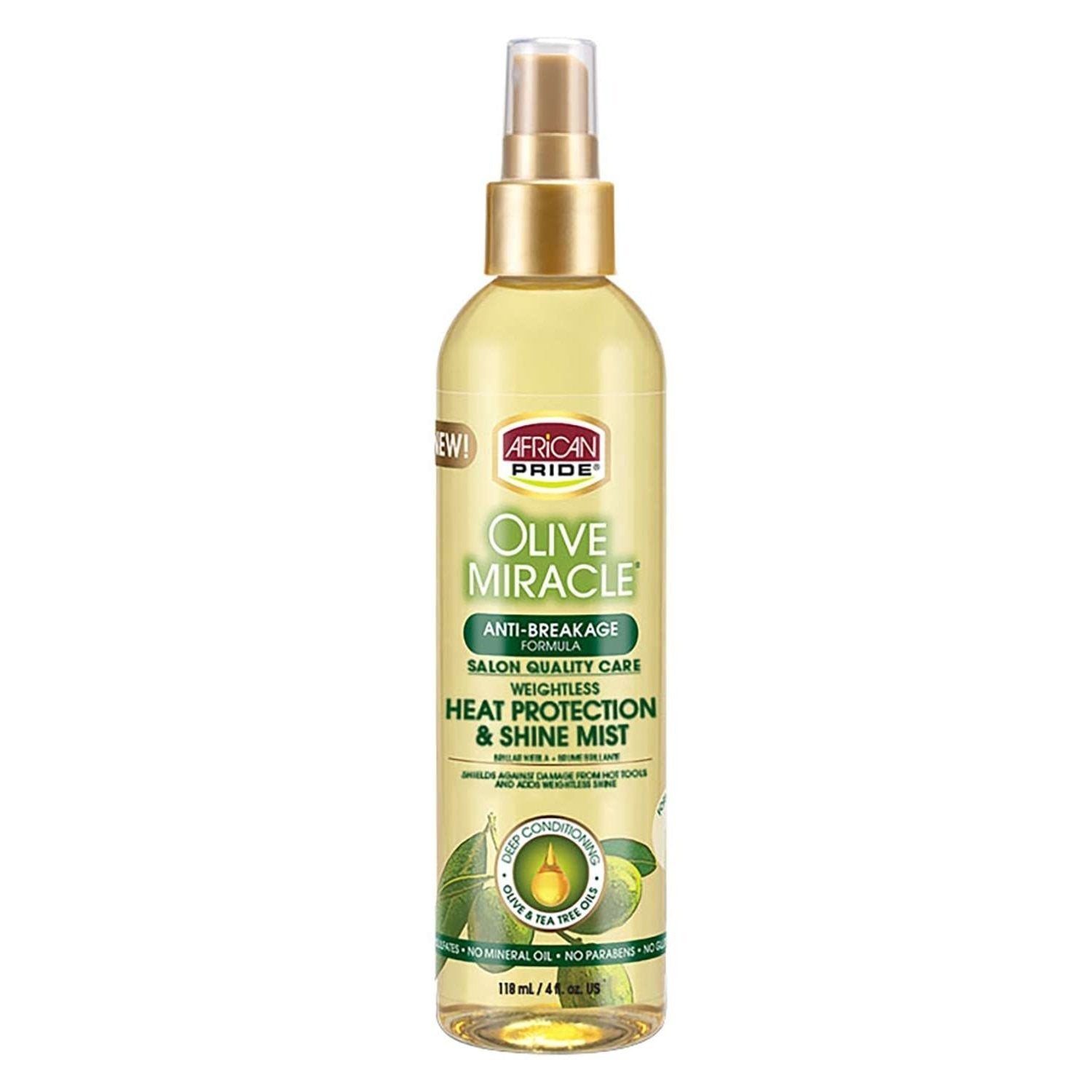 African Pride Olive Miracle Weightless Heat Protection Shine Mist African Pride Olive Miracle Heat Protection and Shine Mist 4 oz for thermal styling
