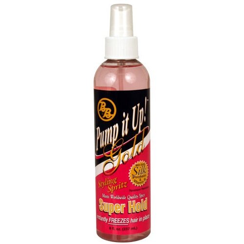 Bronner Bros Pump It Up Spritz Gold 80% Bronner Bros Pump It Up Spritz Gold 80 percent 8 oz strong hold finishing spray