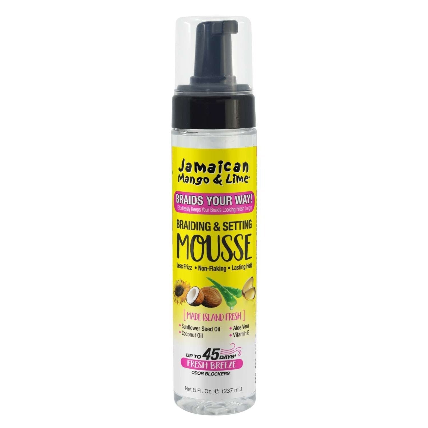 Jamaican Mango Lime Braids Your Way - Braid Set Mousse Jamaican Mango and Lime Braid and Setting Mousse 8 oz for braids twists and locs